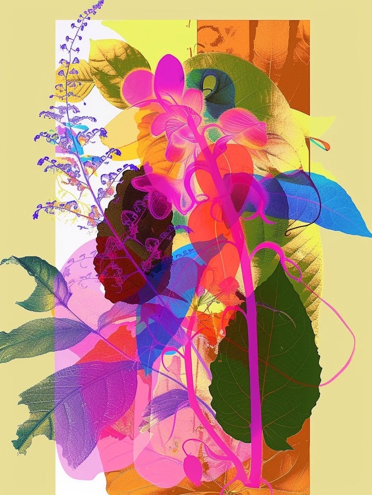 Heuchère 3 Collage Floral Néon