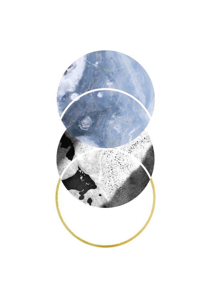 Three Marble Blue Circle Abstract