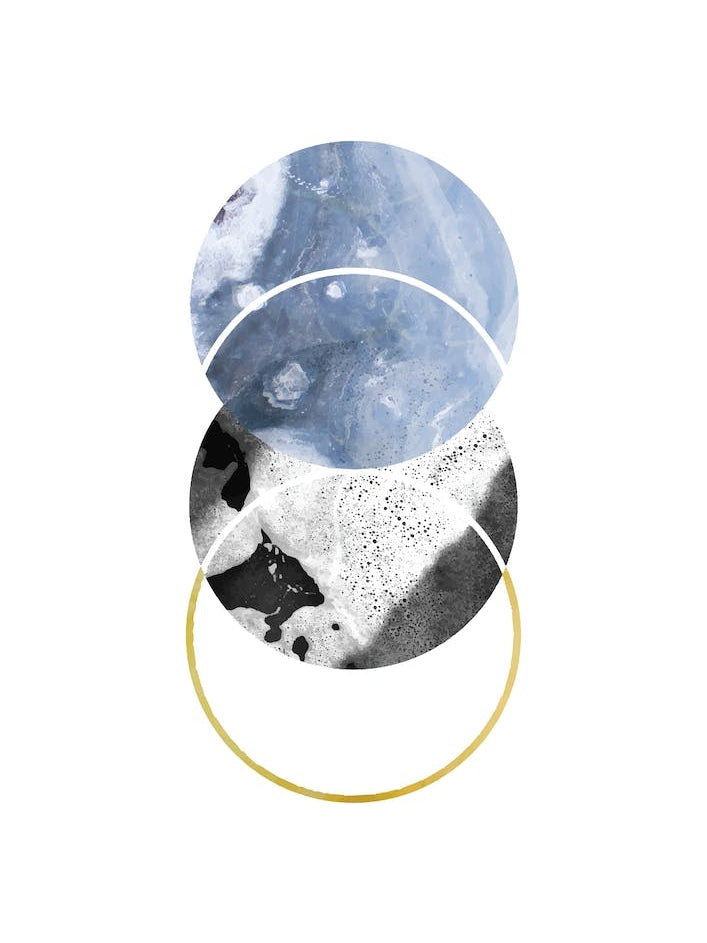 Three Marble Blue Circle Abstract