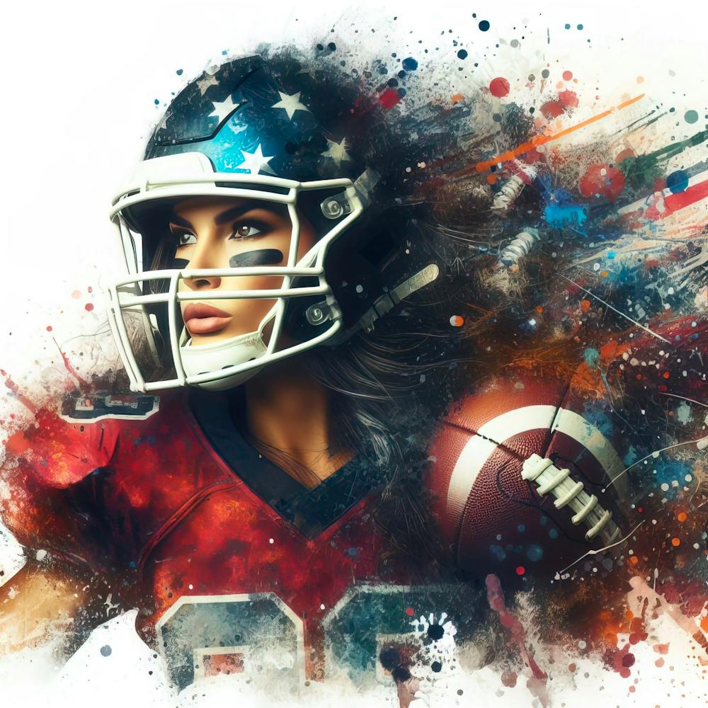 American Football Player In Watercolor