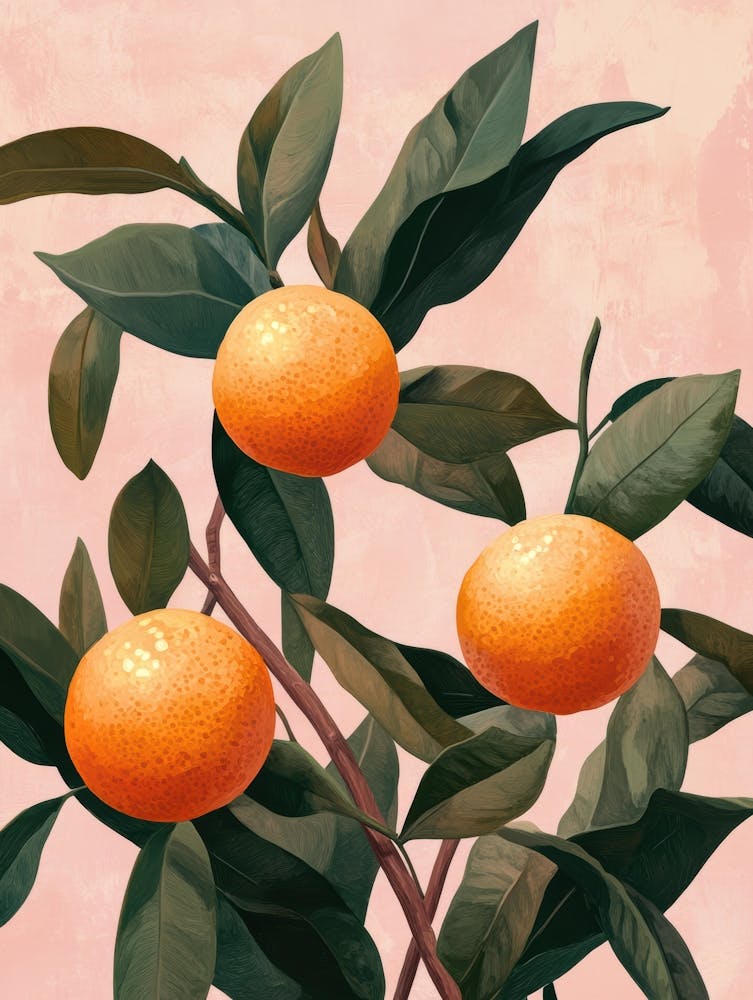 Three Oranges On A Branch