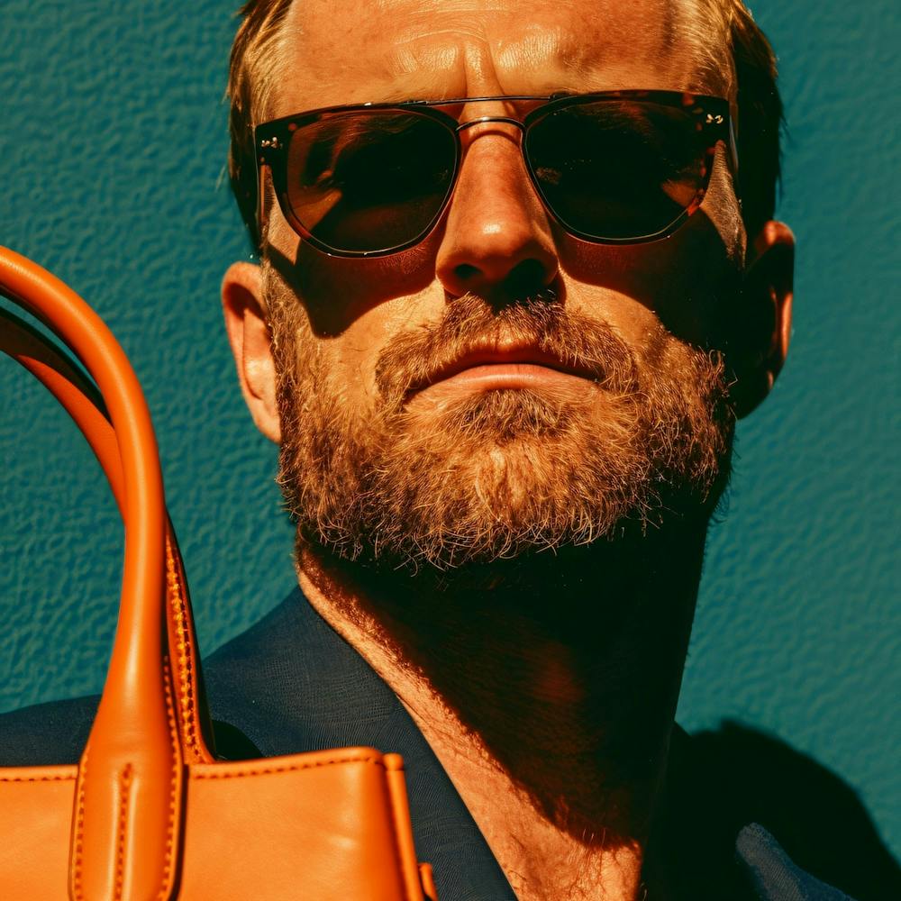 Portrait Of A Man Holding A Bag