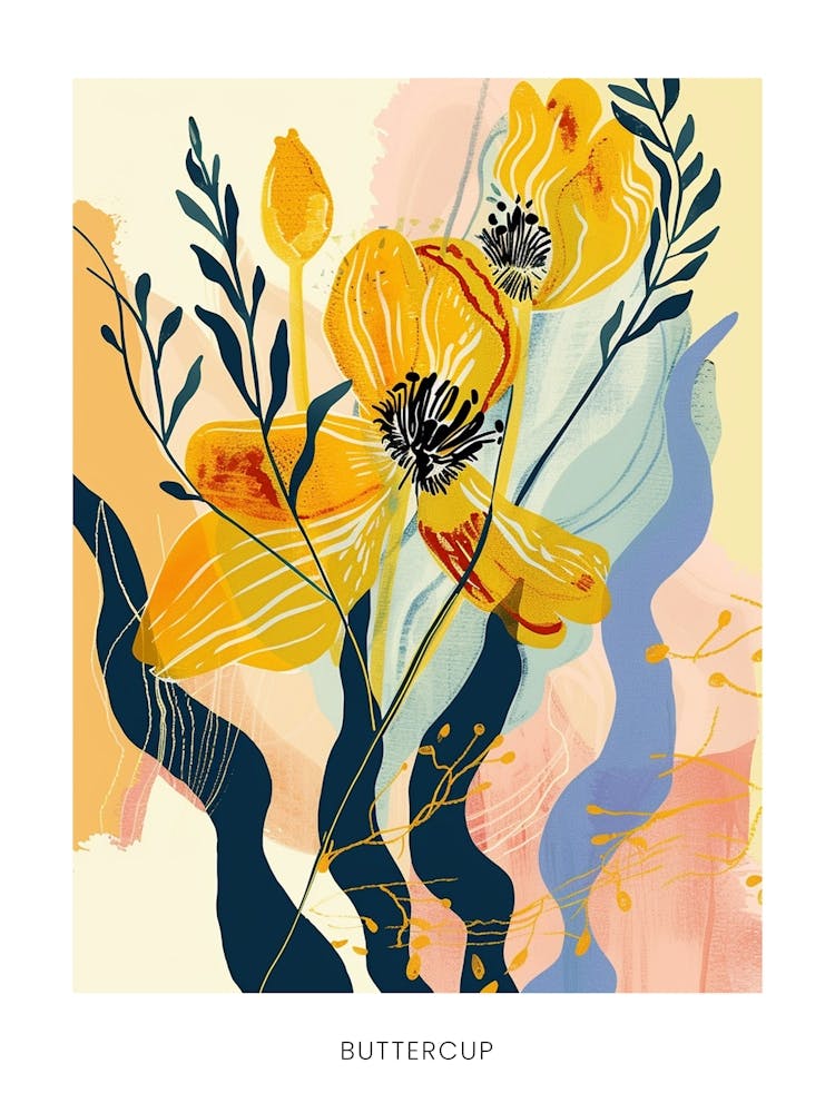 Affiche Illustration Florale Colorée Buttercup 2