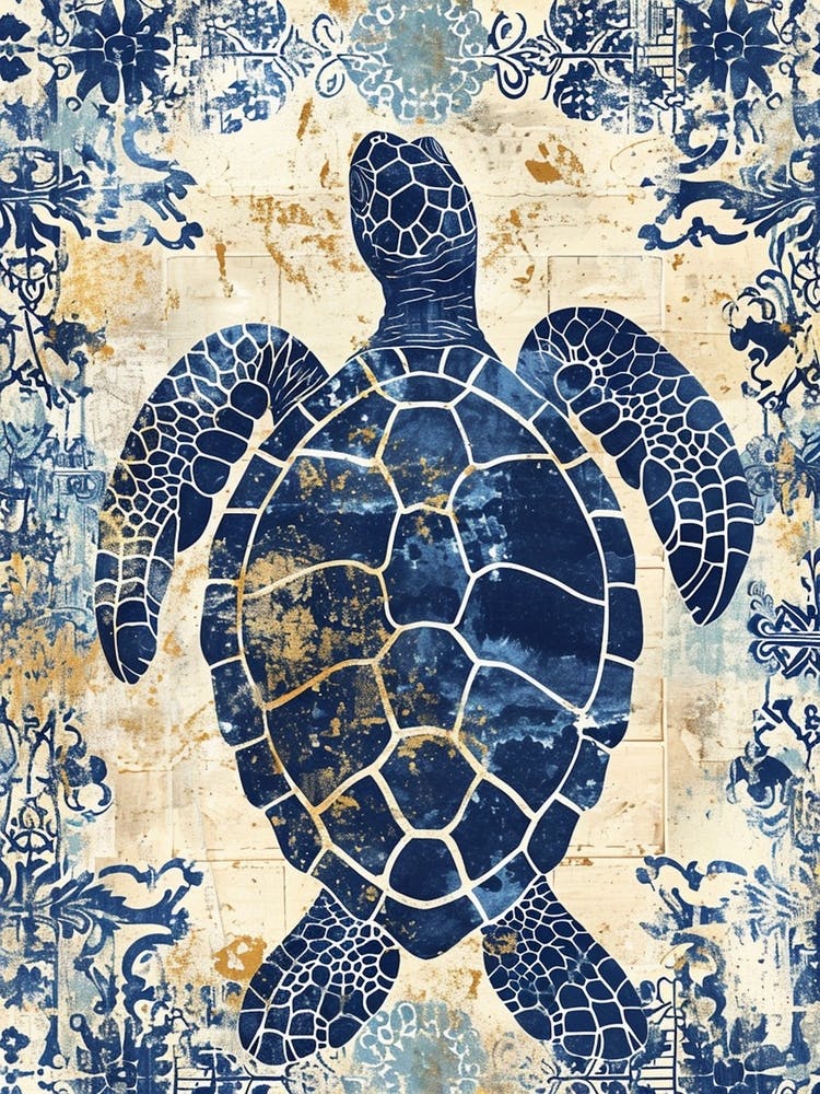 Ornamental Sea Turtle Wallpaper Style 3