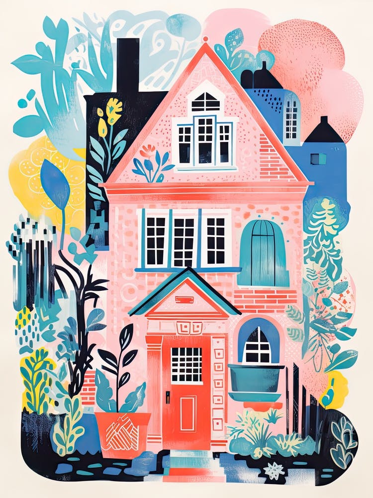 A House In London, Abstract Risograph Style 3