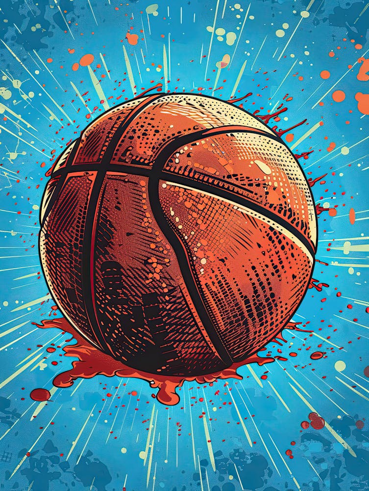 Basketball Ball On A Blue Background