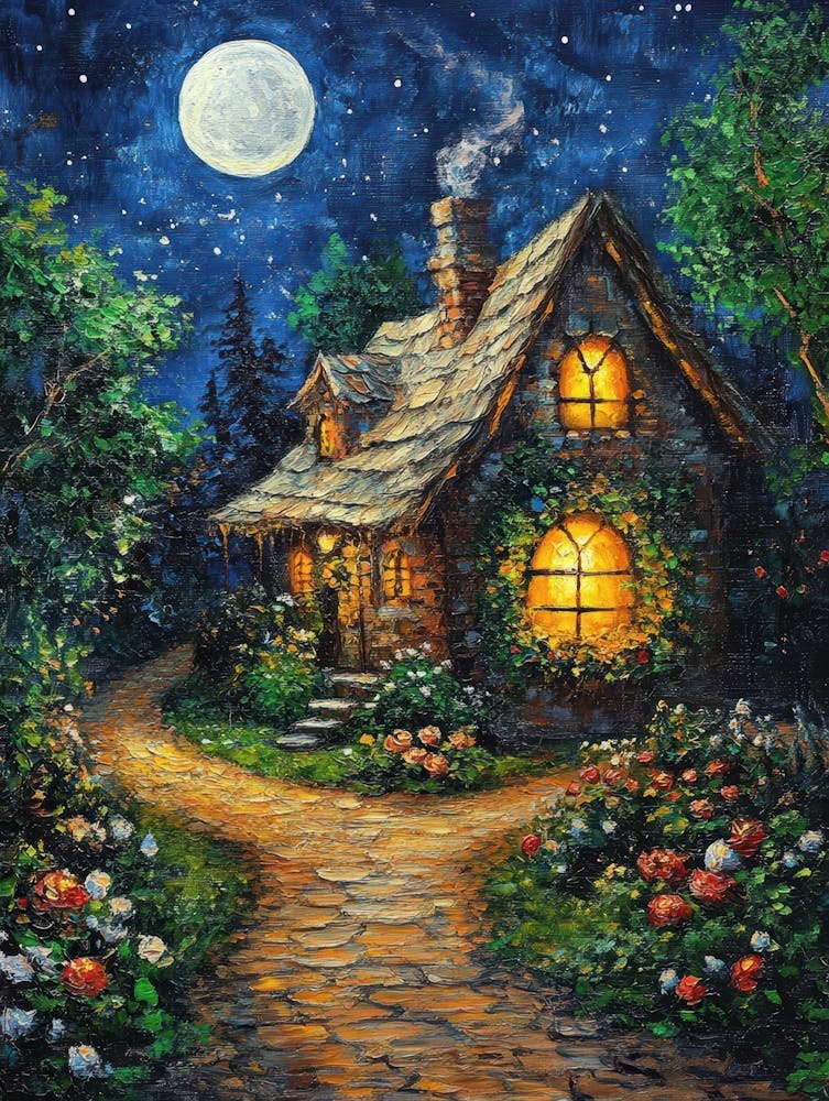 Cottage At Night 1
