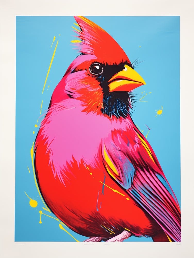 Andy Warhol Style Bird Cardinal 2