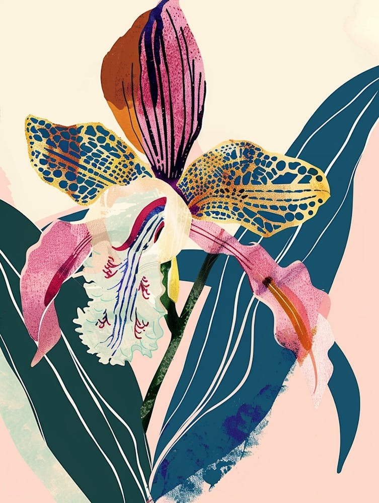 Colourful Flower Illustration Monkey Orchid 3