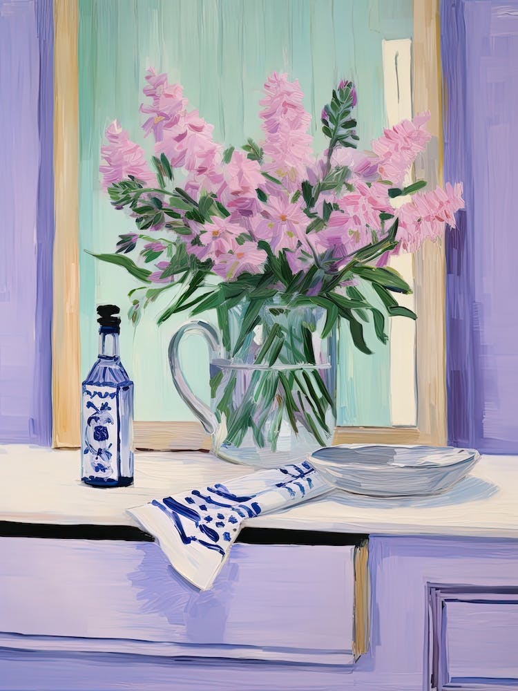 Bathroom Vanity Painting With A Lavender Bouquet 1