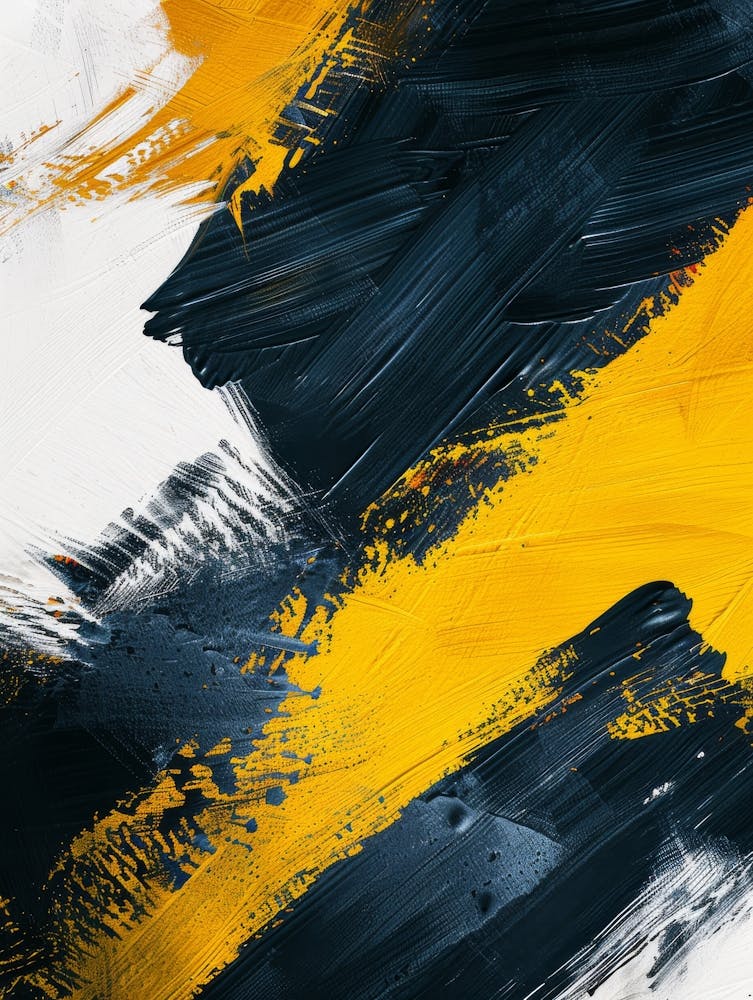 Abstract Yellow And Black Painting