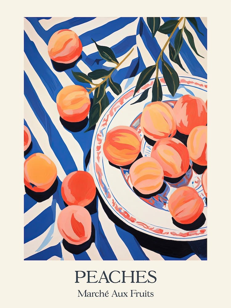 Marche Aux Fruits Peaches Fruit Summer Illustration 1