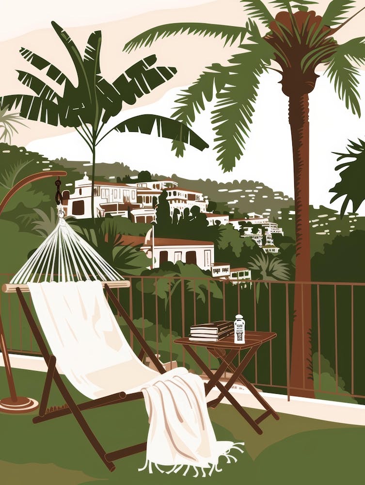 Illustration Of A Balcony With Palm Trees