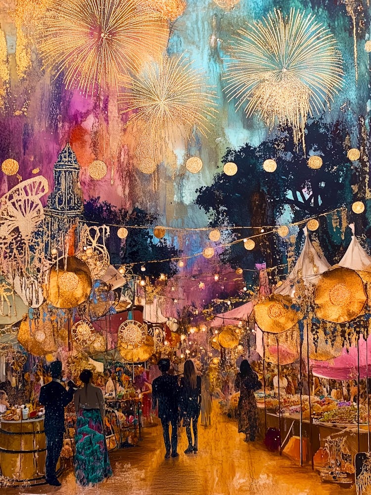 Fireworks At The Market Mexican art