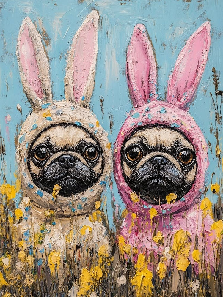 Pugs Being Easter Bunnies