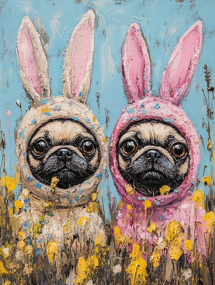 Pugs Being Easter Bunnies