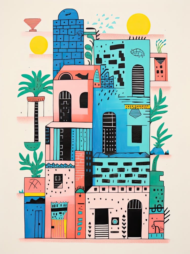 A House In Cairo, Abstract Risograph Style 4