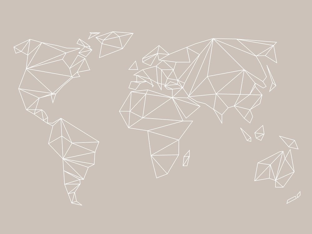 Geometrical World Map   Beige Creme