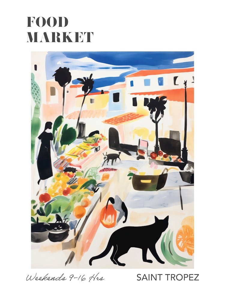 The Food Market In Saint Tropez 3 Illustration Poster