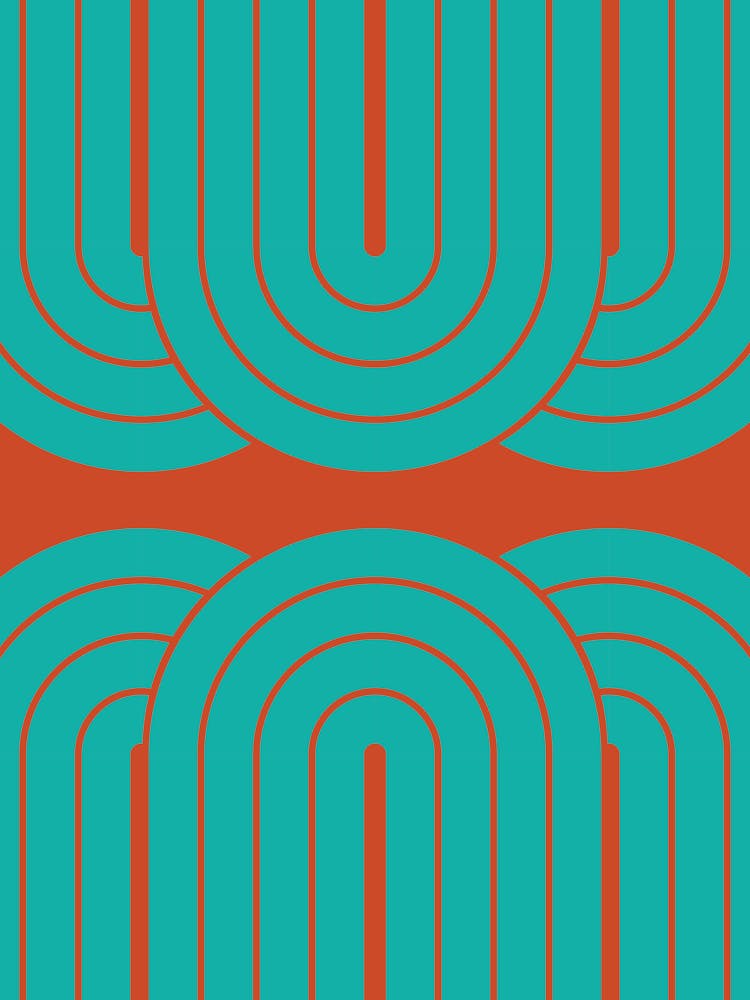 Midcentury Modern Arch Pattern Vxiii In Persian Green Dark Pastel Red 01