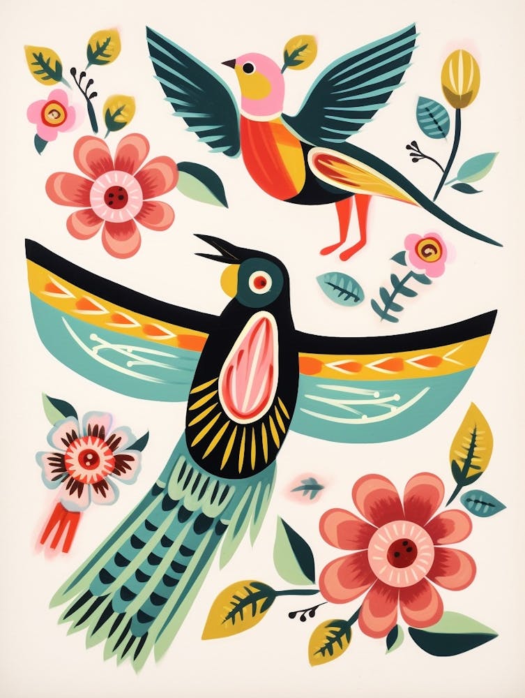 Folk Style Bird Painting Hummingbird 1