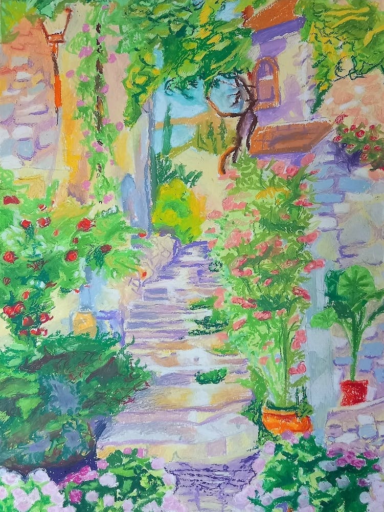 Natural staircase (A4 oil pastel)