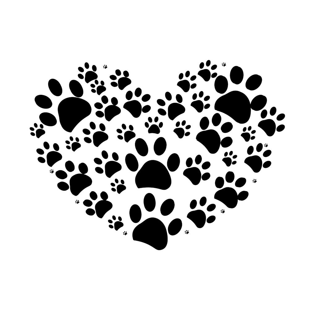 Dog Paw Print Made Of Heart Vector Illustration Background