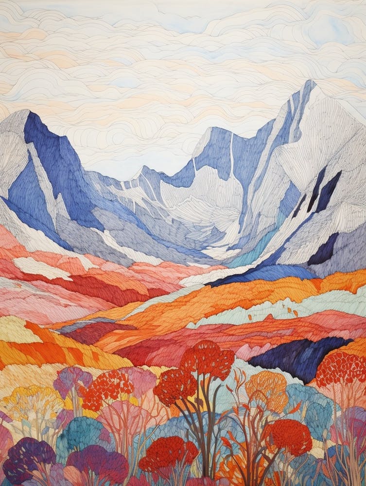 Ben Nevis Scotland 4 Colourful Mountain Illustration
