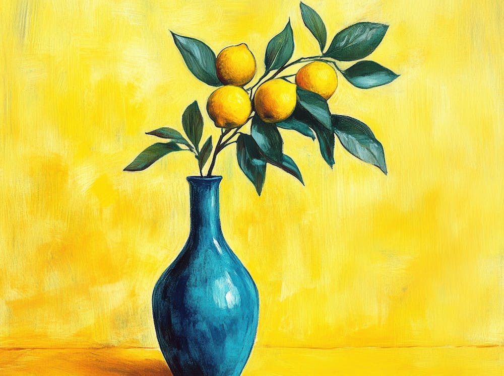 Lemons In A Blue Vase 4