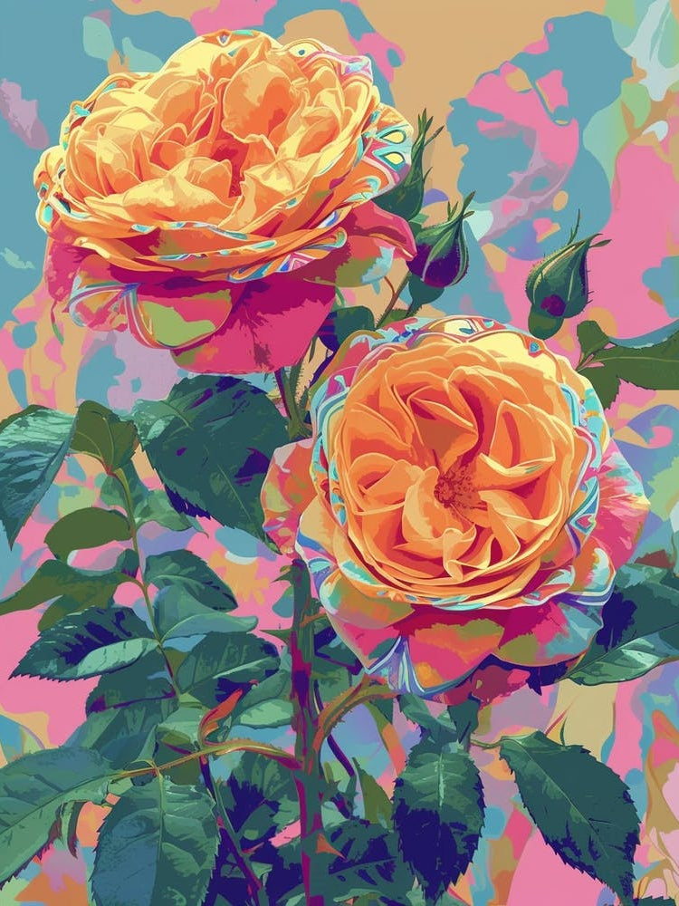 English Roses Painting Tribal Style 1