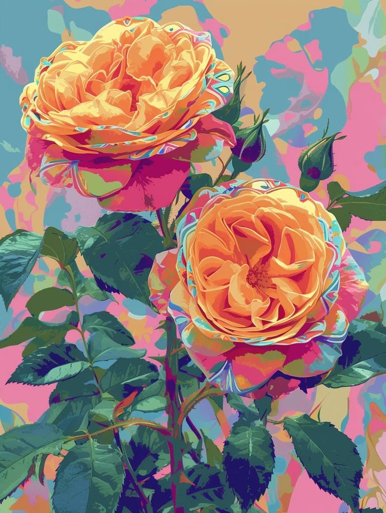 English Roses Painting Tribal Style 1