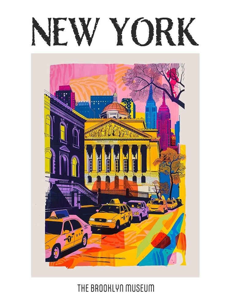 The Brooklyn Museum New York Colourful Silkscreen Illustration 3 Poster