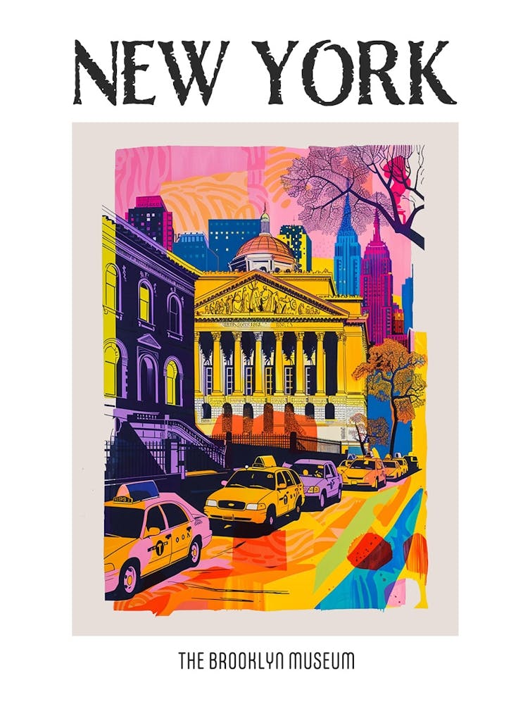 The Brooklyn Museum New York Colourful Silkscreen Illustration 3 Poster