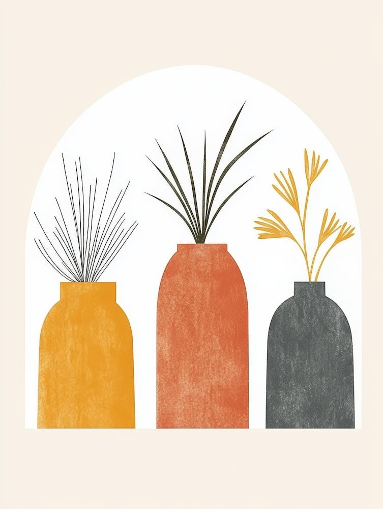 Three Vases With Plants 3