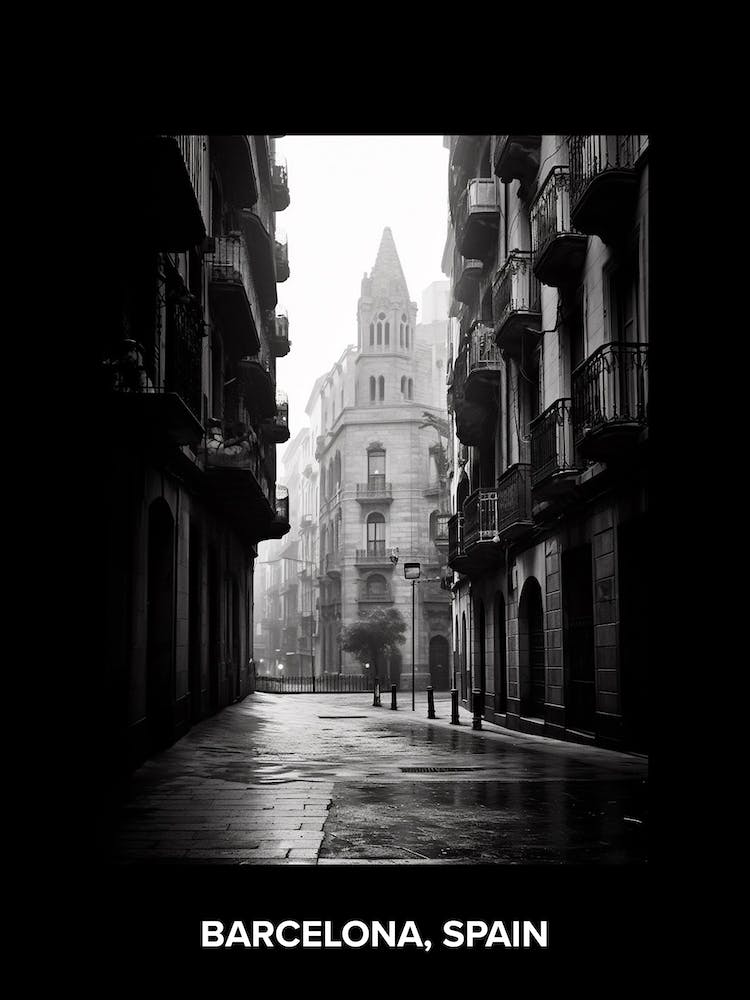 Poster Of Barcelona, Spain, Mediterranean Black And White Photography Analogue 3