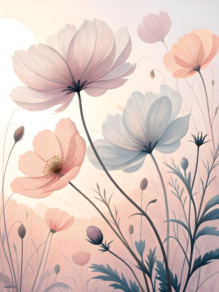 Pink And Blue Flowers 4