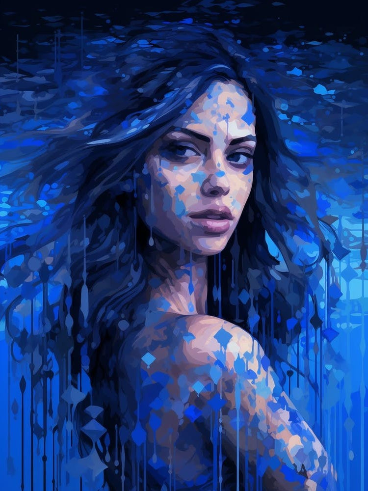 Digital Pixelation Abstract Geometry Lady 1