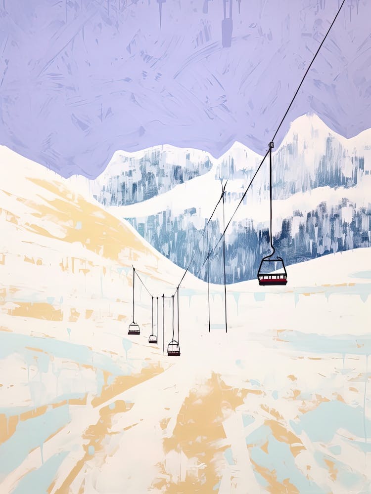 Cortina D Ampezzo   Italy, Ski Resort Pastel Colours Illustration 1