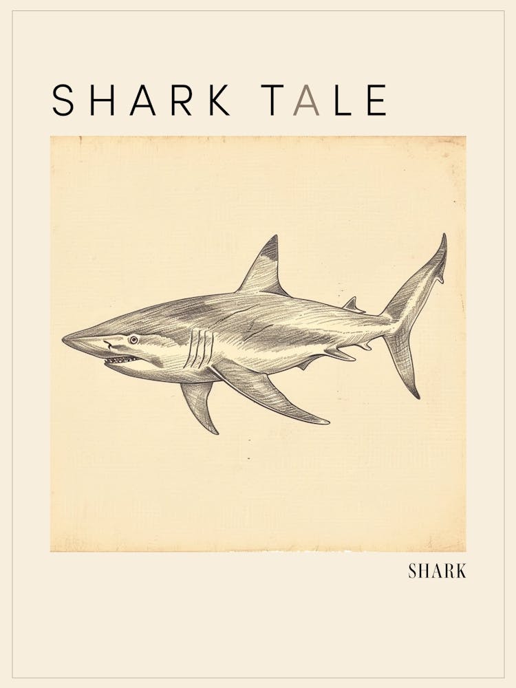 Vintage Shark Illustration 3 Poster