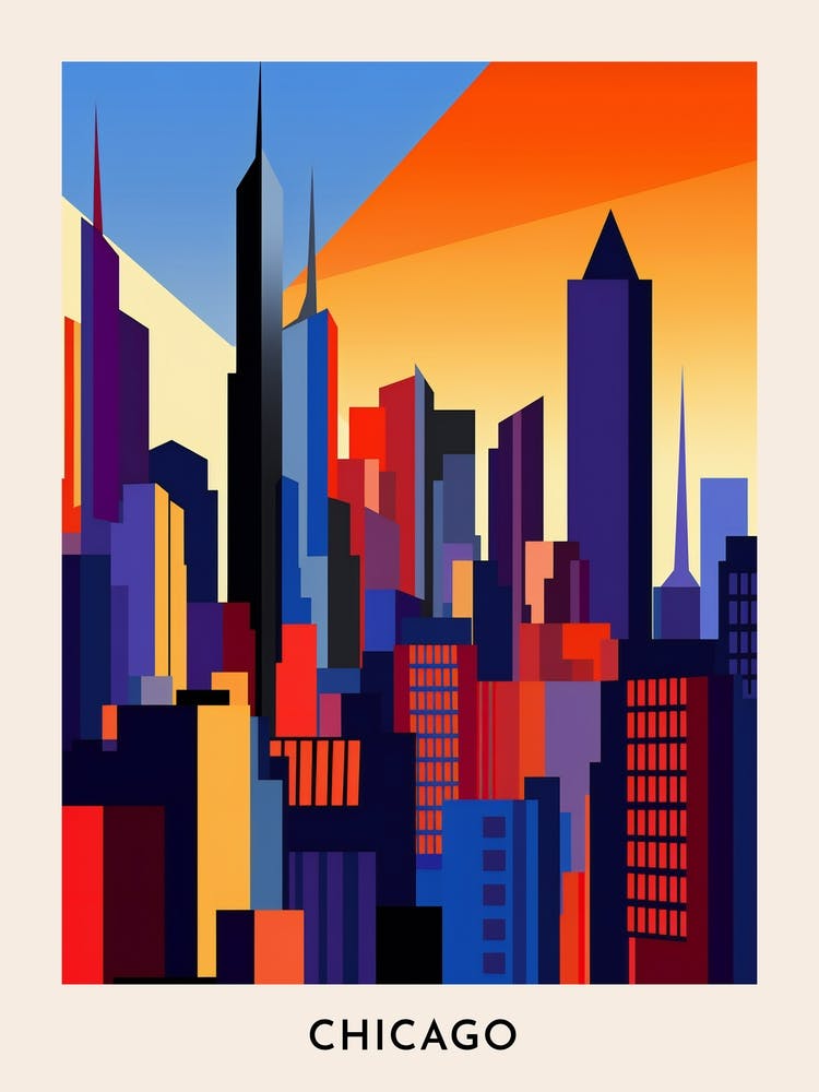 Chicago Colourful Travel Poster 8