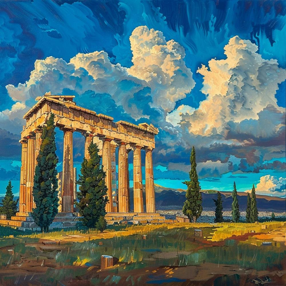Parthenon Oil Painting 2