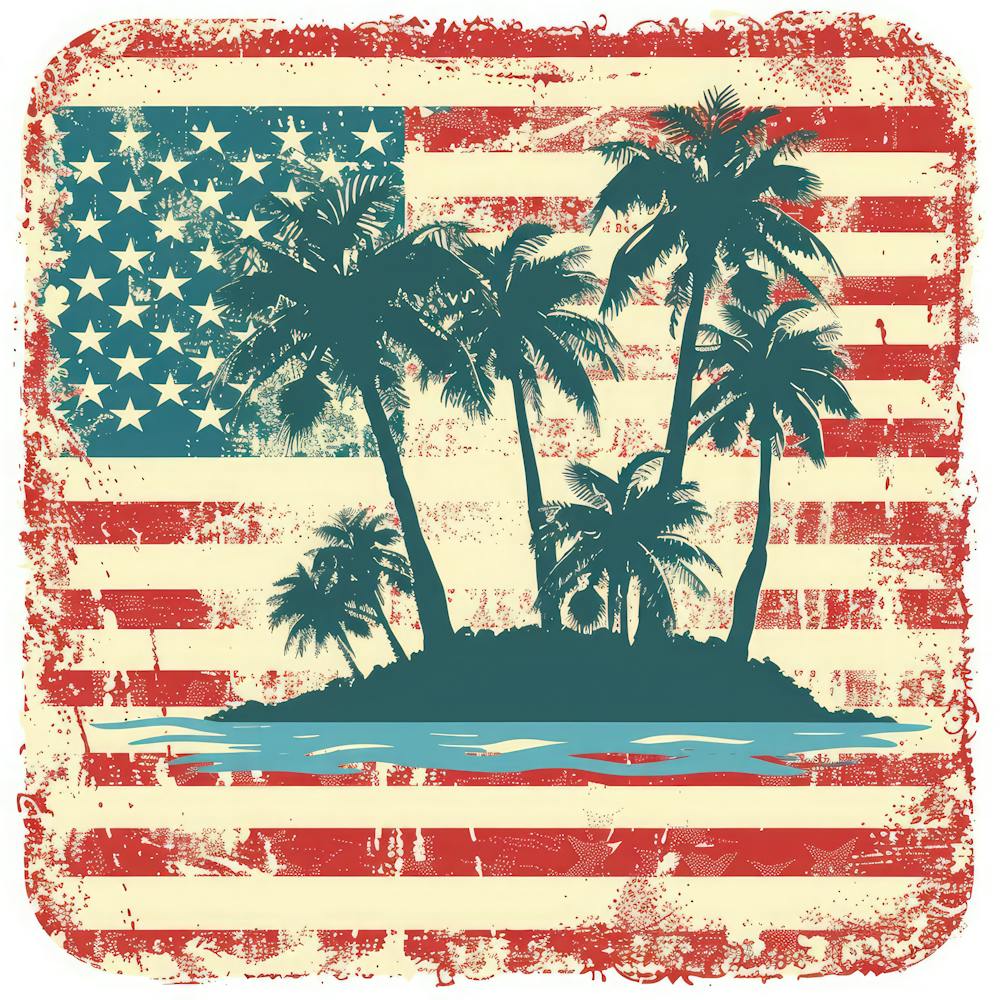 American Flag With Palm Trees