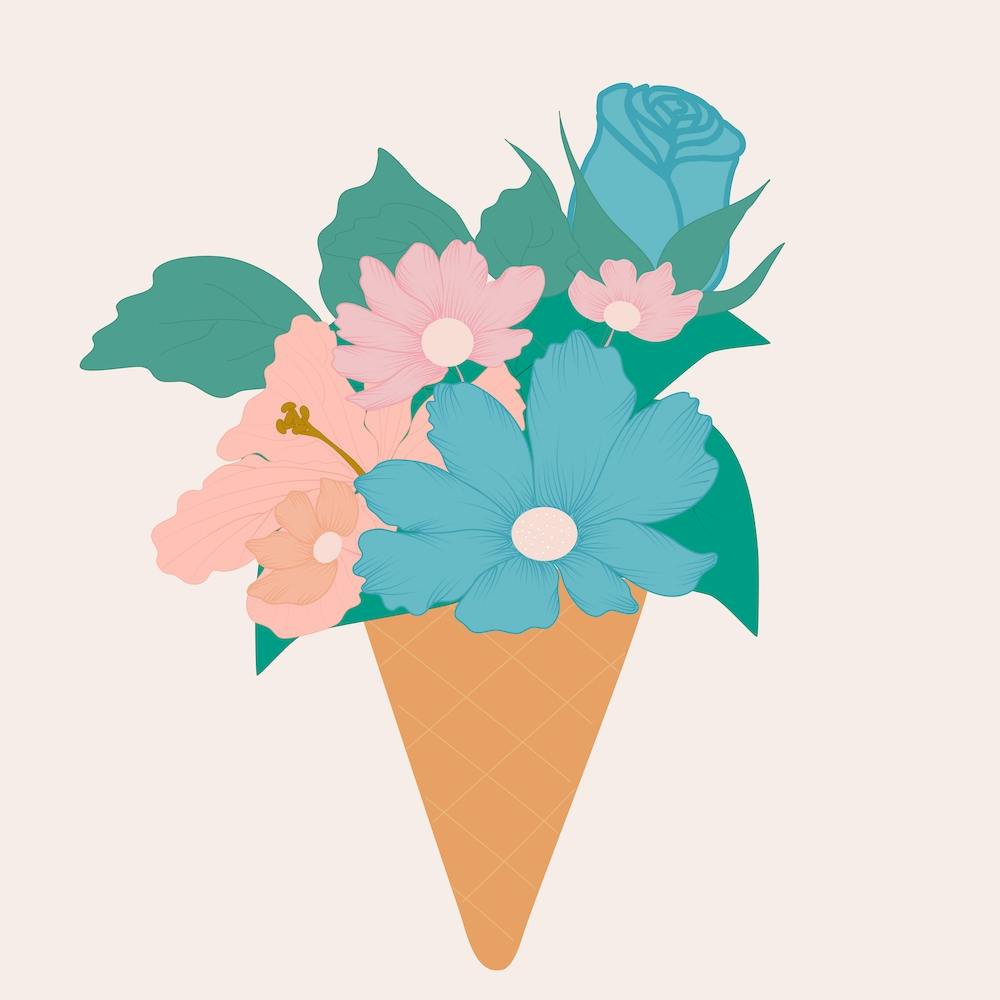 Blue And Pink Ice Cream Flower 2