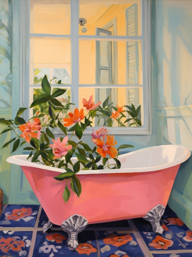 A Bathtube Full Of Camellia In A Bathroom 4