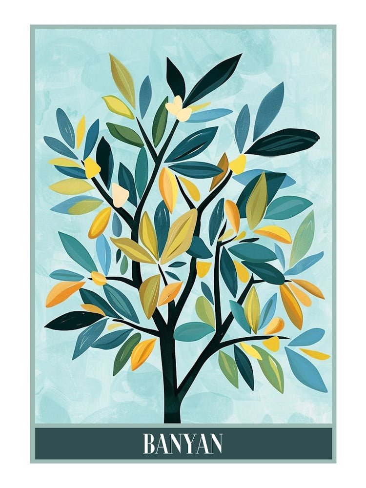 Banyan Tree Flat Illustration 3 Poster