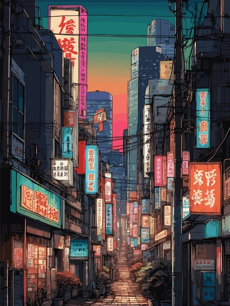 Paysage Urbain Néon Osaka