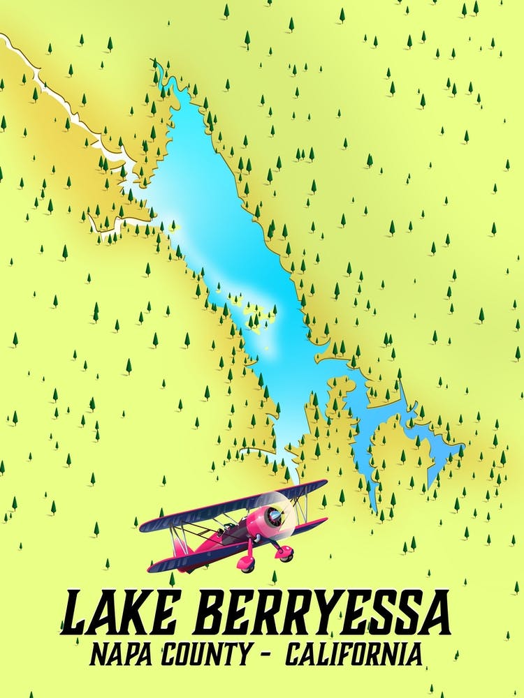 Lake Berryessa Napa County California map