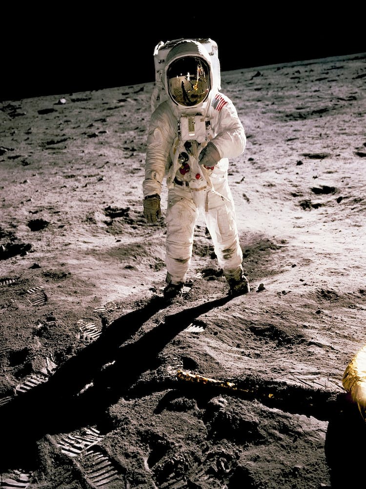 Edwin Aldrin Walking On The Lunar Surface
