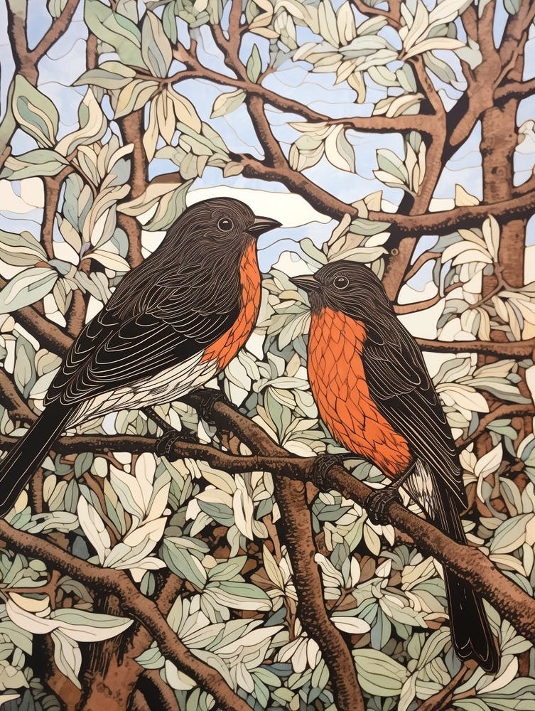 Art Nouveau Birds Poster Cowbird 4