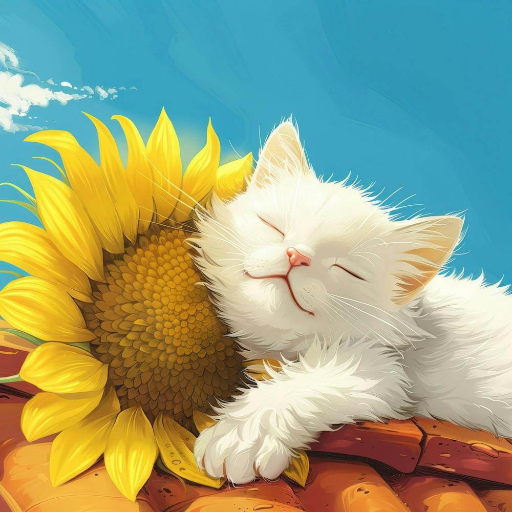 Cat Sleeping On The Roof